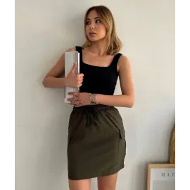 Kargo Cep İnce Paraşüt Etek Haki S241019 (Beden: L)