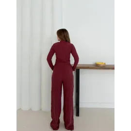 Balıkçı Yaka Örme Takım Bordo St265865 (Beden: S)