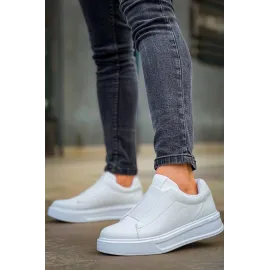 Kb-007  Kuback  Beyaz Yüksek Taban Tek Bant Bağcıksız Günlük Erkek Ayakkabı (Numara: 42)