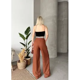 Flamlı Kahve Pantolon (Beden: S)
