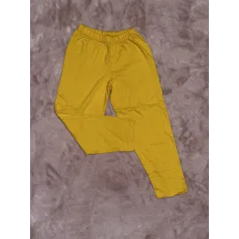 2-8 Yaş Erkek Çocuk Pijama Beli Lastikli Düz Renk Hardal (Beden: 4)