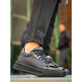 Kb-X46 Kuback Siyah Rugan Yüksek Siyah Taban Günlük Spor Ayakkabı (Numara: 40)