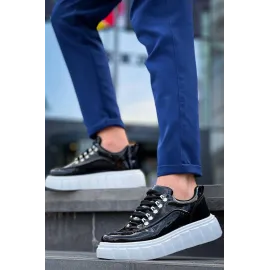 Kb-X10 Kuback Siyah Rugan Beyaz Yüksek Taban Günlük Spor Ayakkabı (Numara: 40)