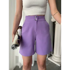 Düğmeli Şort Mdl24326 Lila (Beden: S)
