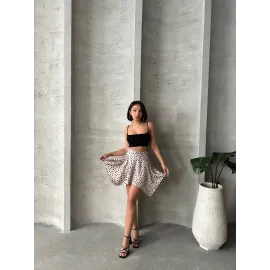 Puantiyeli Etek S25900 Krem (Beden: S)