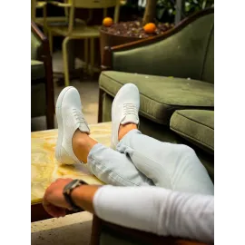 Kb-101 Kuback Beyaz Triko Bağcıklı Günlük Erkek Ayakkabı (Numara: 42)