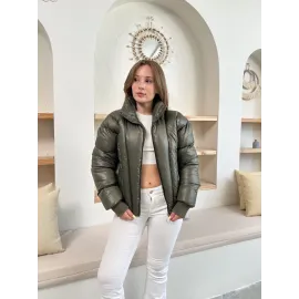 Puffer Kısa Mont Haki St25534 (Beden: S)