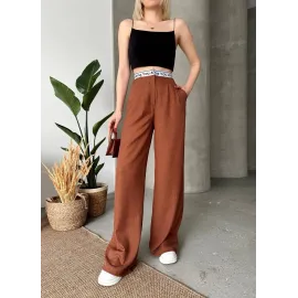 Flamlı Kahve Pantolon (Beden: M)