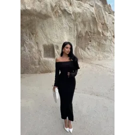 Madonna Yaka Esnek Kumaş Elbise Siyah (Beden: S)