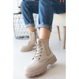 Daum Bej Cilt Bağcıklı Bot (Numara: 39)