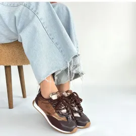 Ranu Kahverengi Cilt Paraşüt Detaylı Bağcıklı Spor Ayakkabı (Numara: 38)