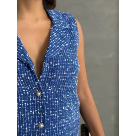 Yelekli Şort Takım Saks (Beden: M)