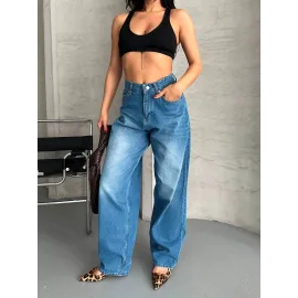Baggy Süper Taş Bıyık Yıkama Mavi Jeans Pantolon D2007 (Beden: 34)