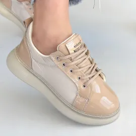 Piona Bej Rugan Bağcıklı Spor Ayakkabı (Numara: 39)