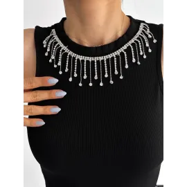 Fitilli Kaşkorse Yakası Zincirli Atlet Siyah (Beden: M)