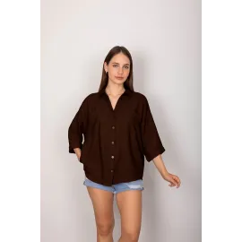 Cepli Salaş Gömlek Koyu Kahve T1010 (Beden: M)