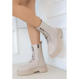 Caxa Bej Cilt Bağcıklı Bot (Numara: 37)