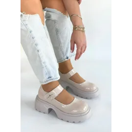 Siyat Bej Rugan Dolgu Topuk Oxford Ayakkabı (Numara: 38)