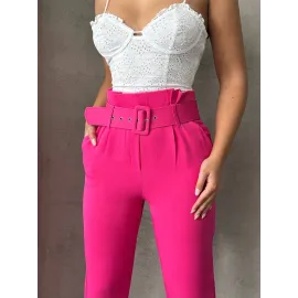 Kemerli Havuç Pantolon Fuşya (Beden: S)