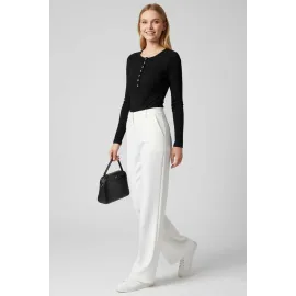 Çıtçıt Detaylı Bluz Siyah T4343 (Beden: L)