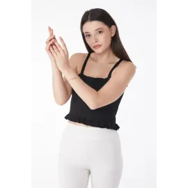 Yazlık Triko Crop Siyah (Beden: Standart)