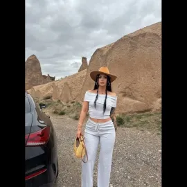 Madonna Yaka Bol Paça Pantolonlu Takım Gri (Beden: M)