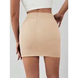 Zincirli Mini Etek S241008 Bej (Beden: L)