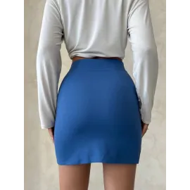 Çift Yırtmaçlı Etek İndigo S25910 (Beden: L)