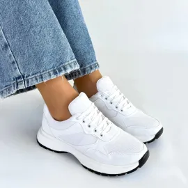 Slar Beyaz Cilt Bağcıklı Spor Ayakkabı (Numara: 37)