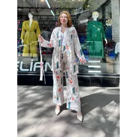 Ceketli Baskılı Takım Beyaz (Beden: S)