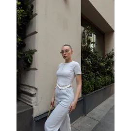 Düğme Yakalı Gri Alt Üst Takım S3943 (Beden: S)