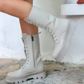 Toir Bej Cilt Bağcıklı Postal (Numara: 39)