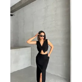 Çilek Takım Etek Yelek Siyah (Beden: S)