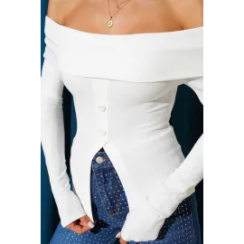 Madonna Yaka Düğmeli Bluz Beyaz T4329 (Beden: Xl)