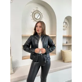 Mevsimlik Deri Ceket Siyah St255510 (Beden: S)