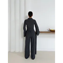 Gömlek Yaka Kaplama Düğmeli Takım Antrasit St265866 (Beden: Xl)