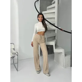 Fitilli Şardonlu Pantolon Bej A4058 (Beden: M)