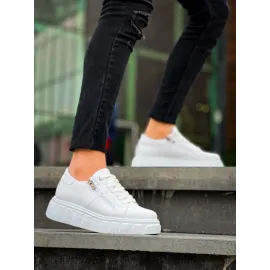 Kb-X155 Kuback Beyaz Cilt Detaylı Beyaz Yüksek Taban Günlük Spor Ayakkabı (Numara: 44)