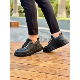 Kb-X10 Kuback Kömür Cilt Yüksek Taban Günlük Spor Ayakkabı (Numara: 41)