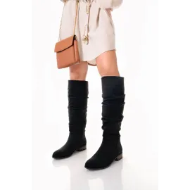 Winda Siyah Süet Körüklü Çizme (Numara: 38)