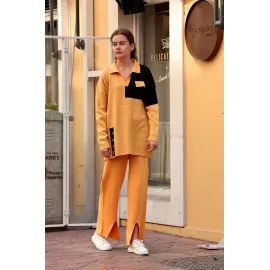 Kuş Gözü Triko Takım Hardal (Beden: Standart)