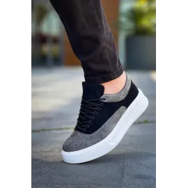 Kb-005 Kuback Siyah Gri Süet Bağcıklı  Günlük Erkek  Ayakkabı (Numara: 44)