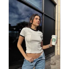 Biyeli Bluz Beyaz (Beden: M)