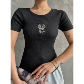 Bac Nakışlı Bluz Siyah (Beden: Standart)