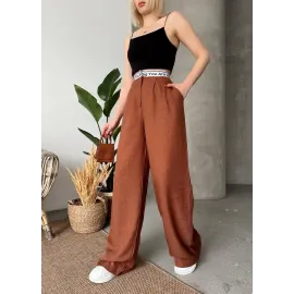 Flamlı Kahve Pantolon (Beden: L)