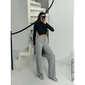 Fitilli Şardonlu Pantolon Gri A4058 (Beden: L)