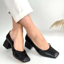 Cande Siyah Cilt Topuklu Ayakkabı (Numara: 36)