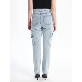 Kargo Cep Kar Yıkama Jeans Pantolon Mavi (Beden: 32)