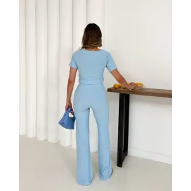 V Aksesuarlı Ottoman Takım Mavi S255850 (Beden: M)