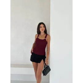 Ottoman Toka Askılı Bluz Bordo S4194 (Beden: L)